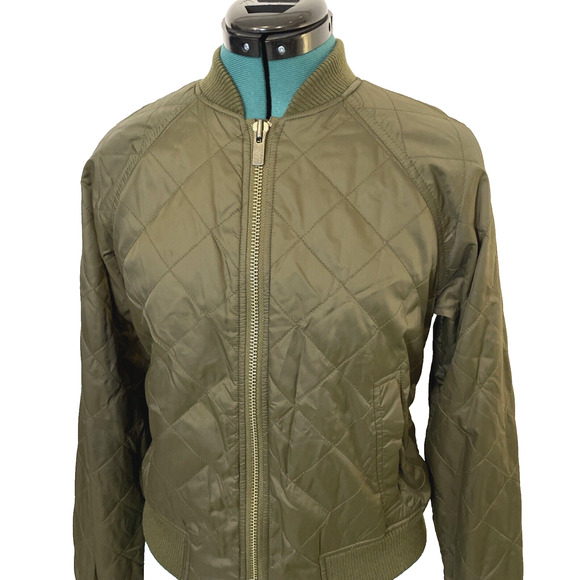Vince Quilted Bomber Jacket Olive green Nylon Size Extra Small XS - Picture 6 of 12